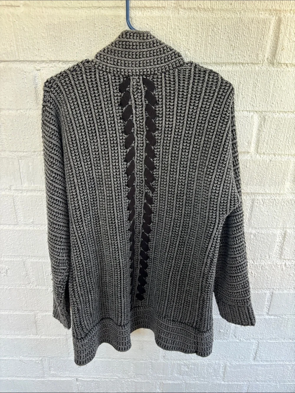 Pink Rose Gray Open-Front Knit Cardigan sz L